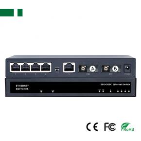 CFS-G5012F4E Full Gigabit 2*SC+1*Uplink to 4*RJ45 Fiber Optic Transceiver